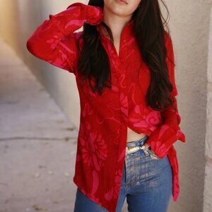 Maria Cher Lerma Eloise Silk CDC Shirt Dark Red